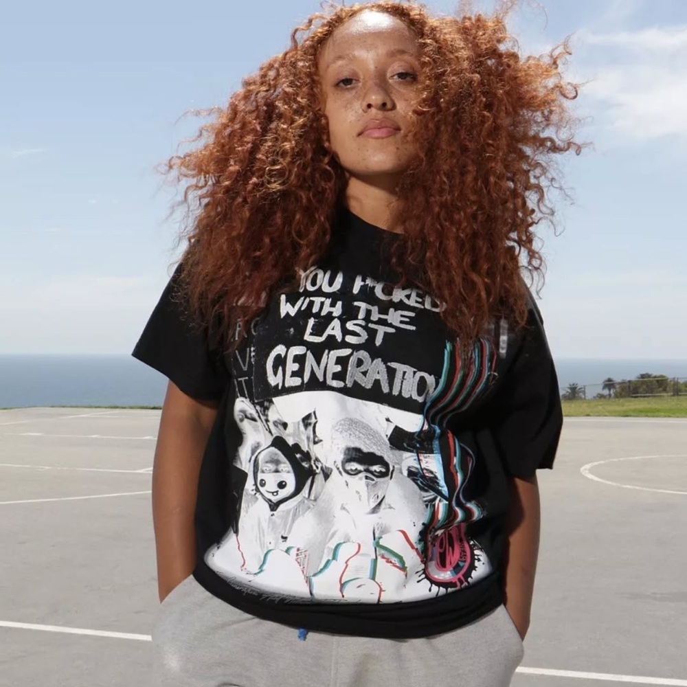 Women’s Positive Wear Black Large Print T-Shirt Designer